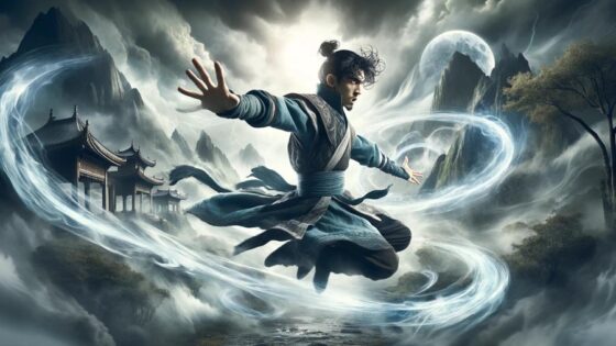 Airbender determined expression, is performing a power